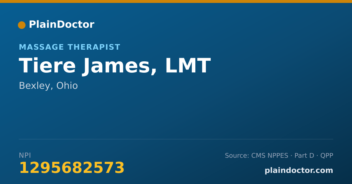 Shareable card for Tiere James, LMT - Massage Therapist, Bexley, OH