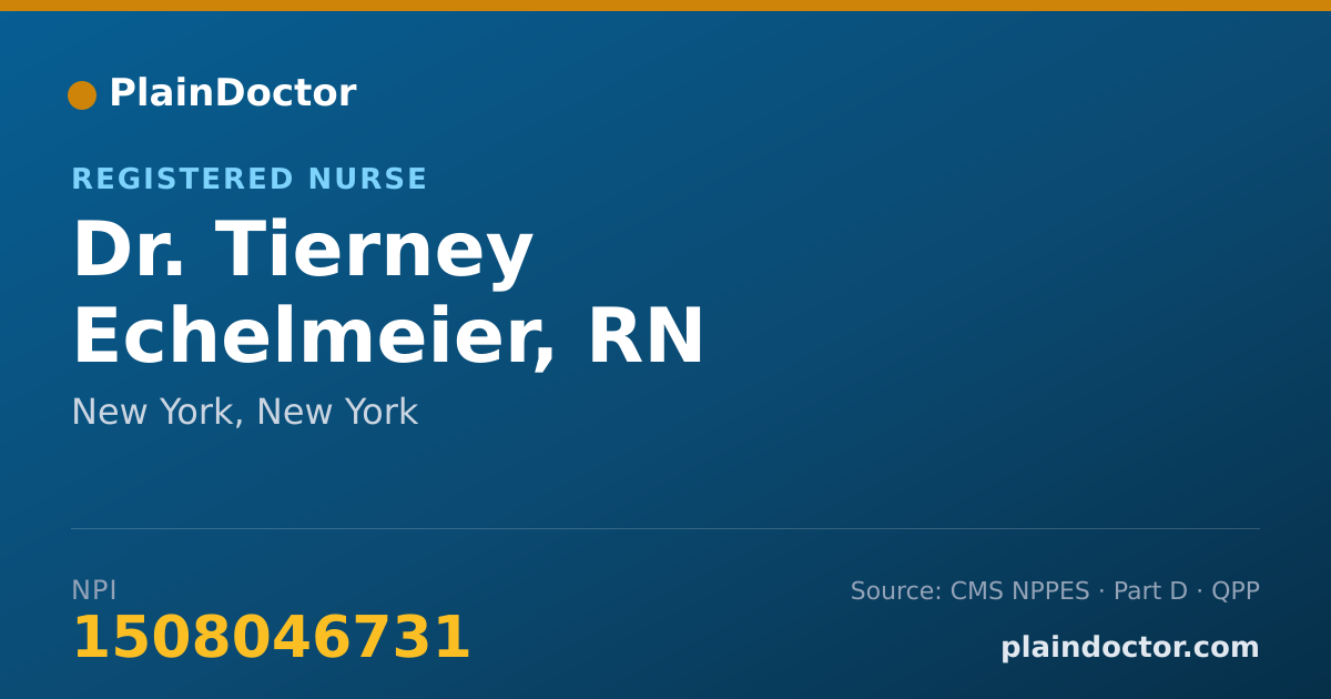 Shareable card for Tierney Echelmeier, RN - Registered Nurse, New York, NY