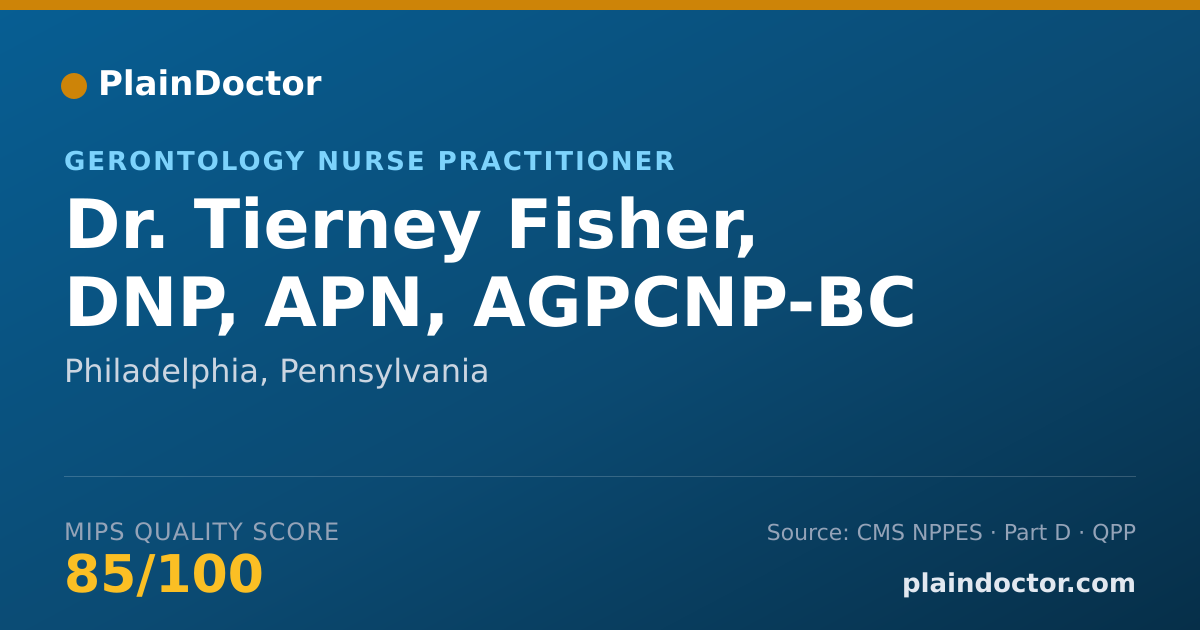Shareable card for Tierney Fisher, DNP, APN, AGPCNP-BC - Gerontology Nurse Practitioner, Philadelphia, PA