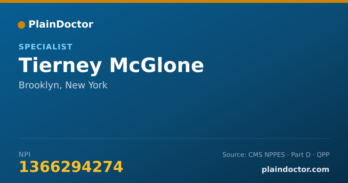 Shareable card for Tierney McGlone - Specialist, Brooklyn, NY
