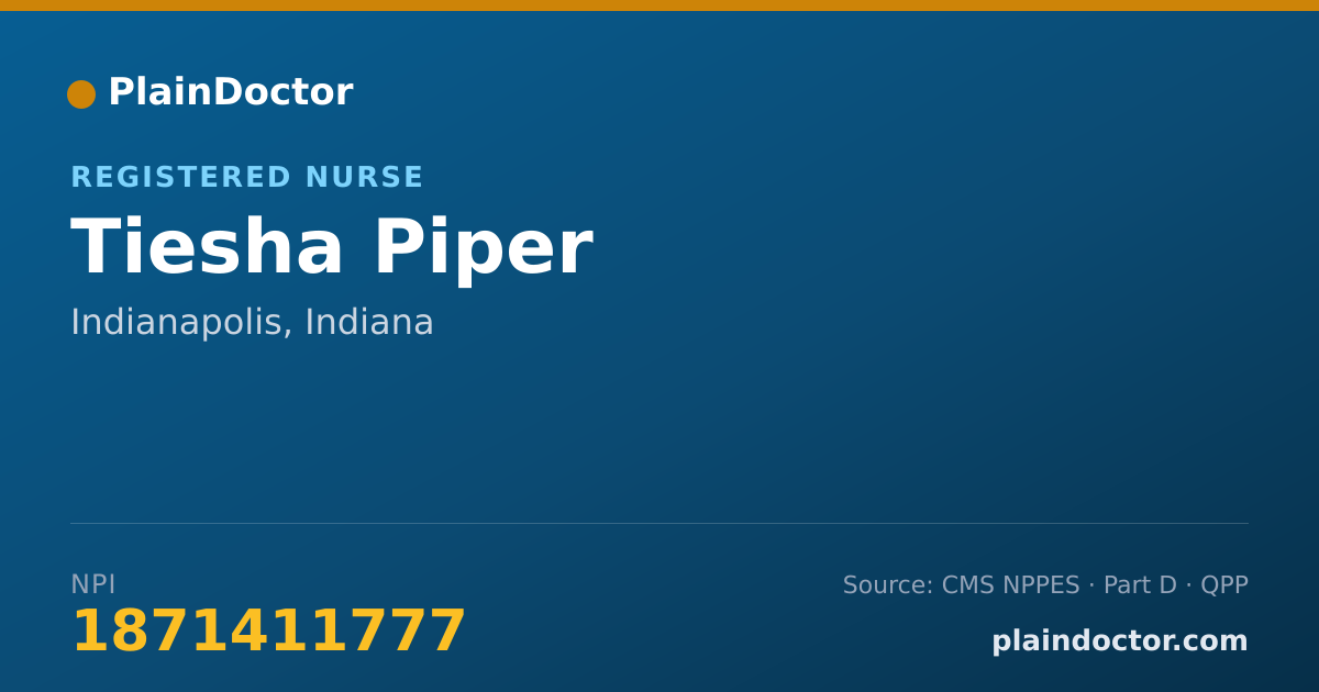 Shareable card for Tiesha Piper - Registered Nurse, Indianapolis, IN