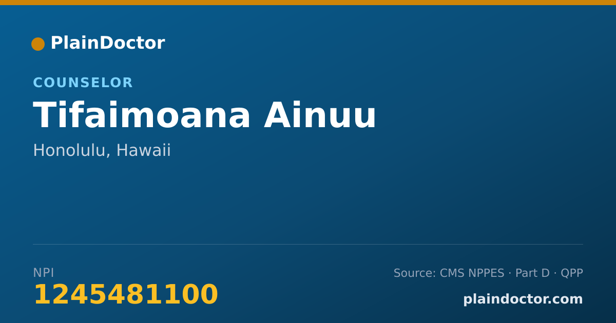 Shareable card for Tifaimoana Ainuu - Counselor, Honolulu, HI