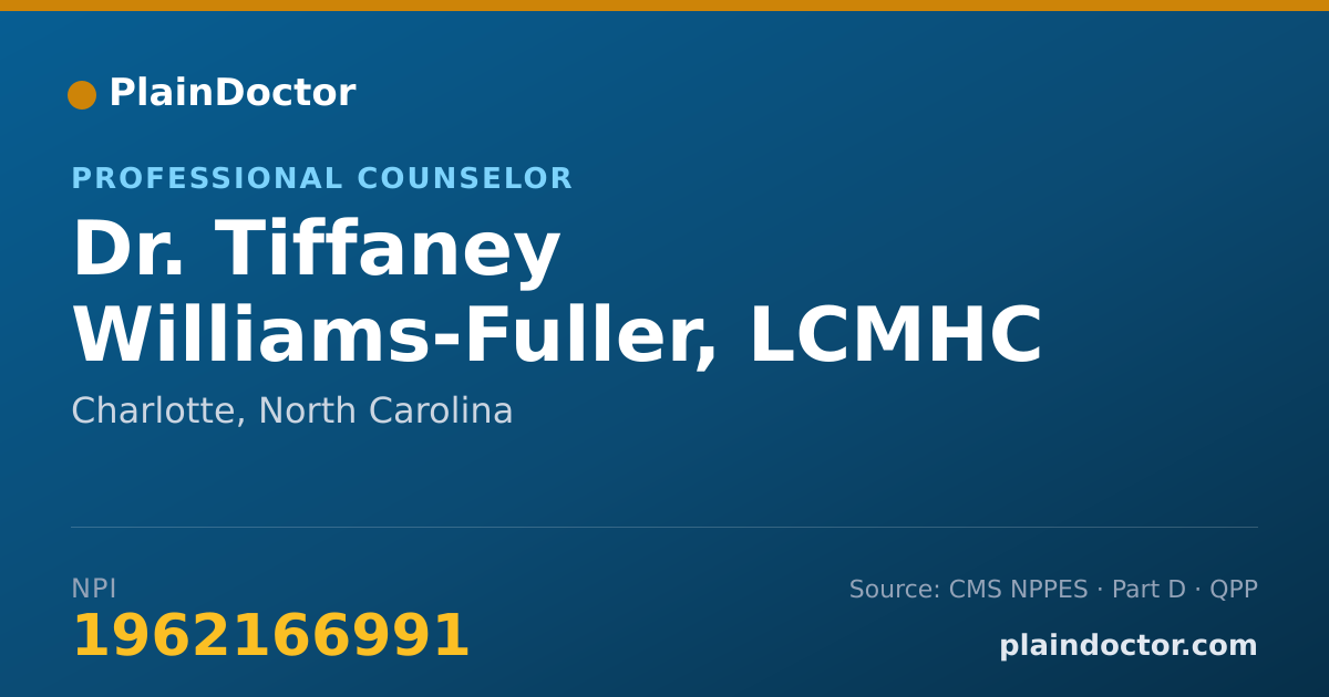 Shareable card for Tiffaney Williams-Fuller, LCMHC - Professional Counselor, Charlotte, NC