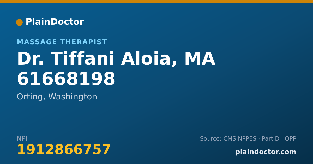 Shareable card for Tiffani Aloia, MA 61668198 - Massage Therapist, Orting, WA