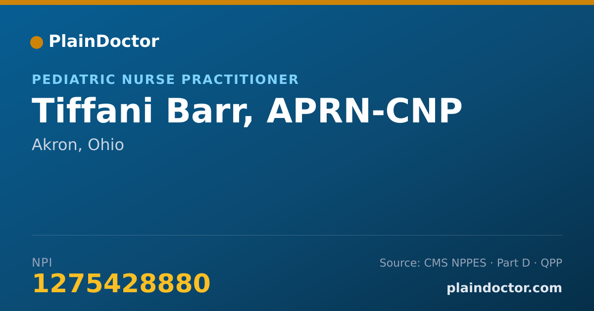 Shareable card for Tiffani Barr, APRN-CNP - Pediatric Nurse Practitioner, Akron, OH