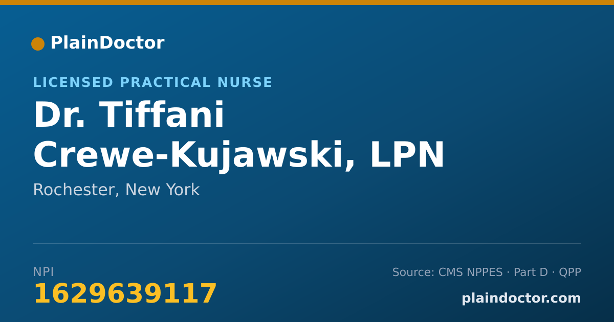 Shareable card for Tiffani Crewe-Kujawski, LPN - Licensed Practical Nurse, Rochester, NY