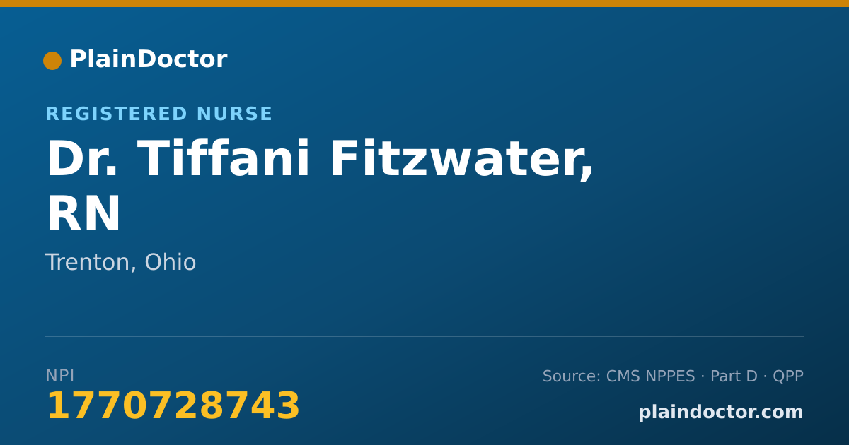 Shareable card for Tiffani Fitzwater, RN - Registered Nurse, Trenton, OH