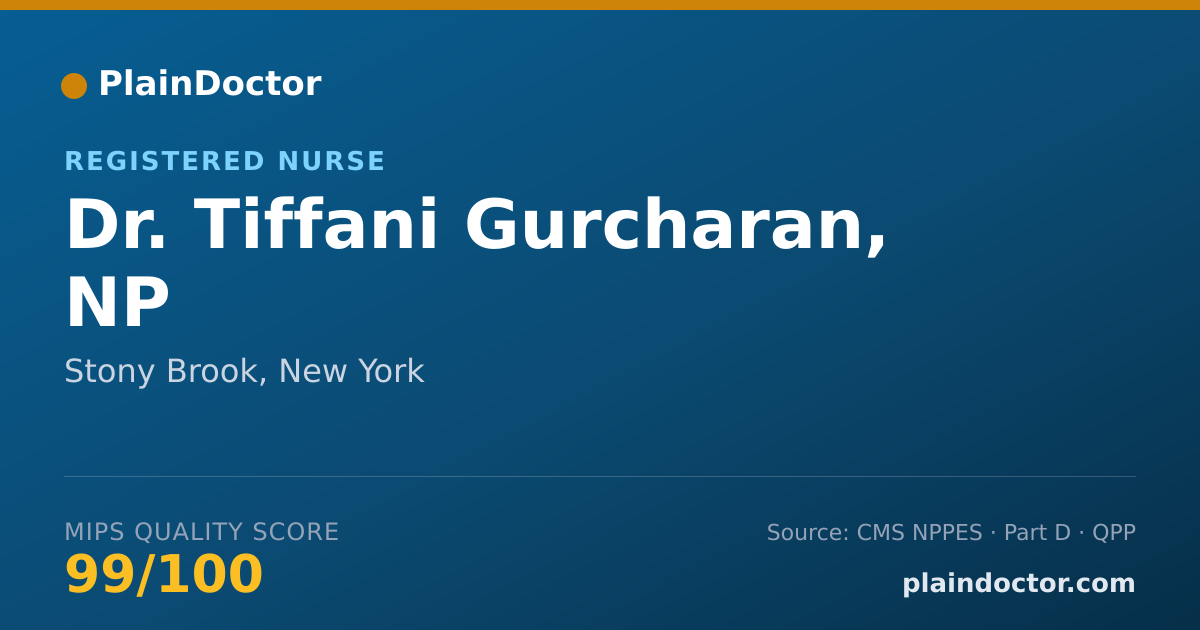 Shareable card for Tiffani Gurcharan, NP - Registered Nurse, Stony Brook, NY