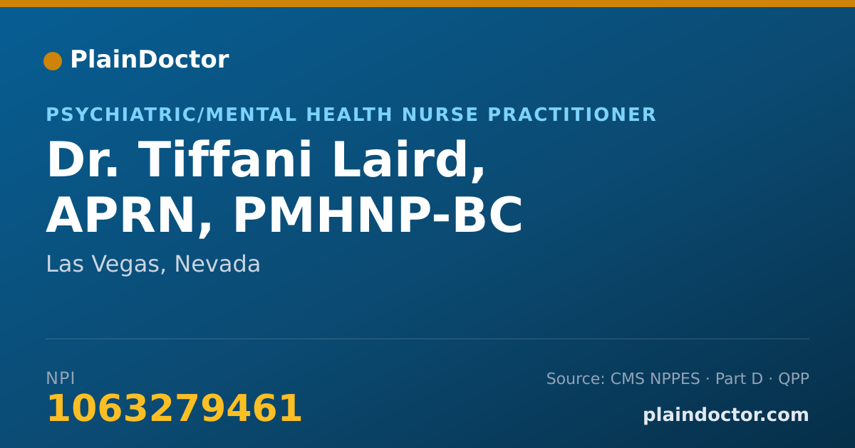Shareable card for Tiffani Laird, APRN, PMHNP-BC - Psychiatric/Mental Health Nurse Practitioner, Las Vegas, NV