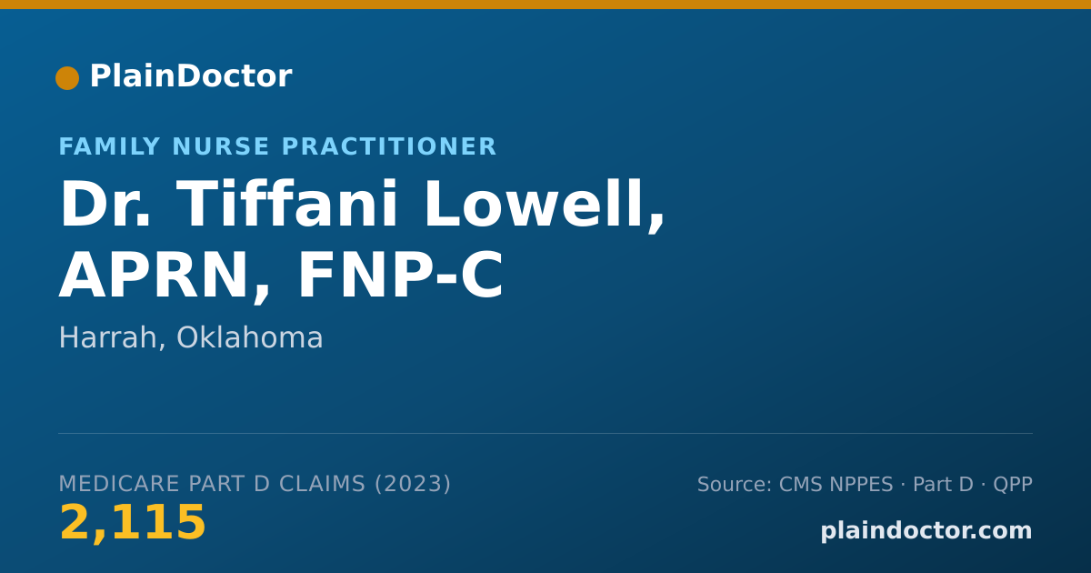 Shareable card for Tiffani Lowell, APRN, FNP-C - Family Nurse Practitioner, Harrah, OK
