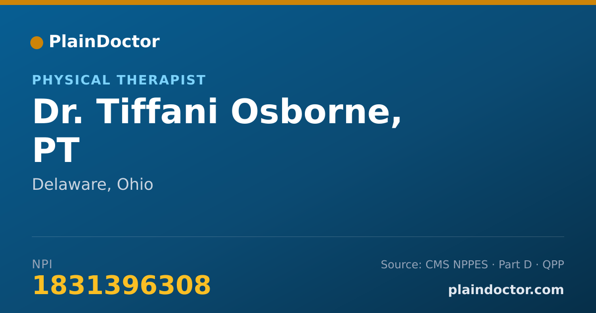 Shareable card for Tiffani Osborne, PT - Physical Therapist, Delaware, OH