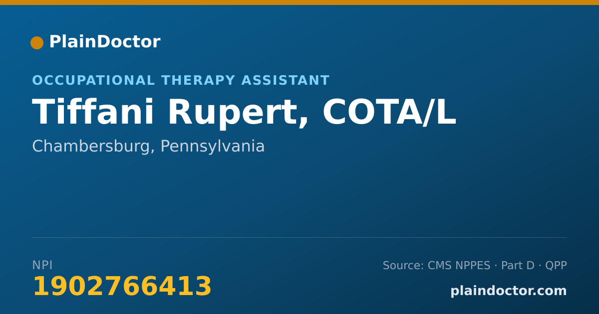 Shareable card for Tiffani Rupert, COTA/L - Occupational Therapy Assistant, Chambersburg, PA