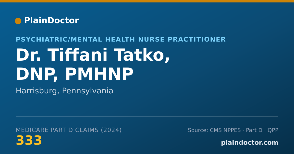 Shareable card for Tiffani Tatko, DNP, PMHNP - Psychiatric/Mental Health Nurse Practitioner, Harrisburg, PA