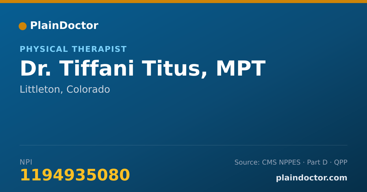 Shareable card for Tiffani Titus, MPT - Physical Therapist, Littleton, CO