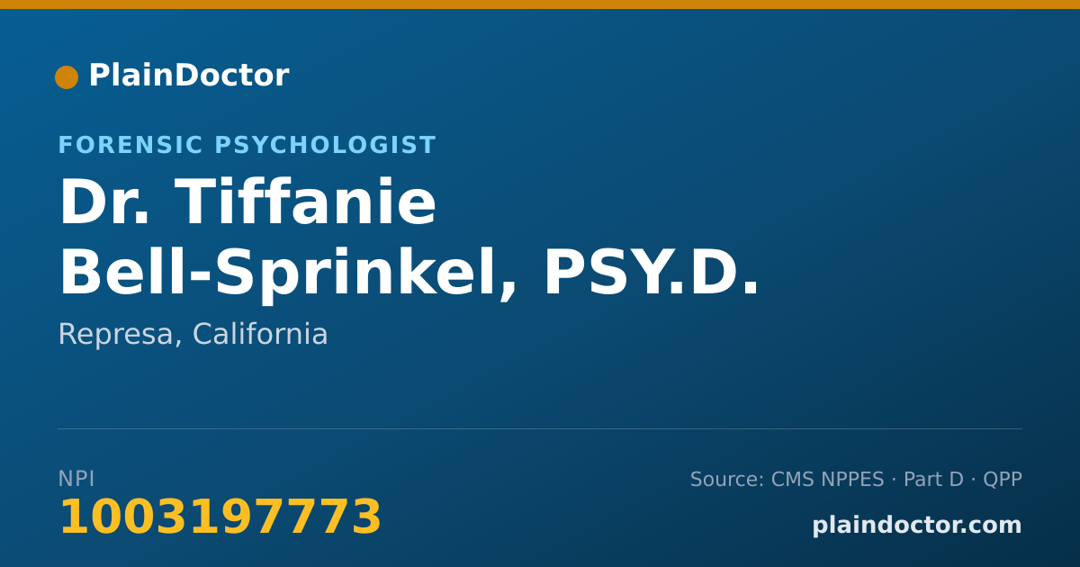 Shareable card for Tiffanie Bell-Sprinkel, PSY.D. - Forensic Psychologist, Represa, CA