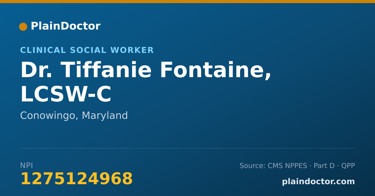 Shareable card for Tiffanie Fontaine, LCSW-C - Clinical Social Worker, Conowingo, MD