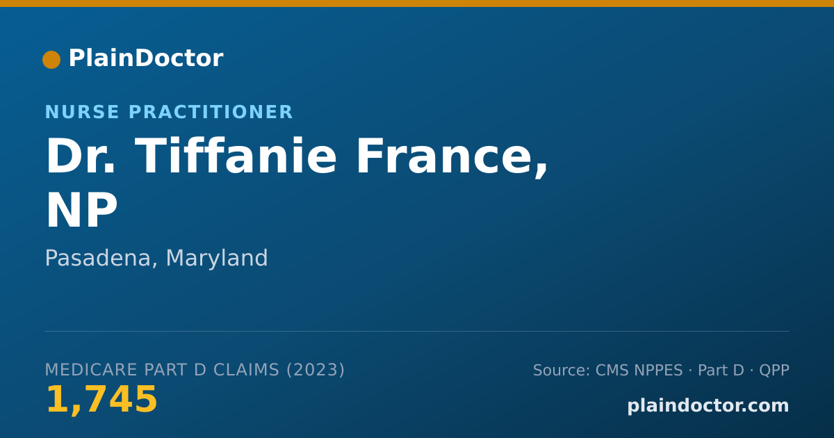 Shareable card for Tiffanie France, NP - Nurse Practitioner, Pasadena, MD