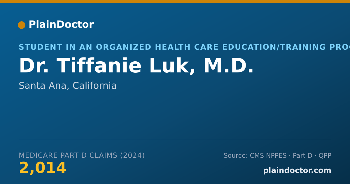 Shareable card for Tiffanie Luk, M.D. - Student in an Organized Health Care Education/Training Program, Santa Ana, CA