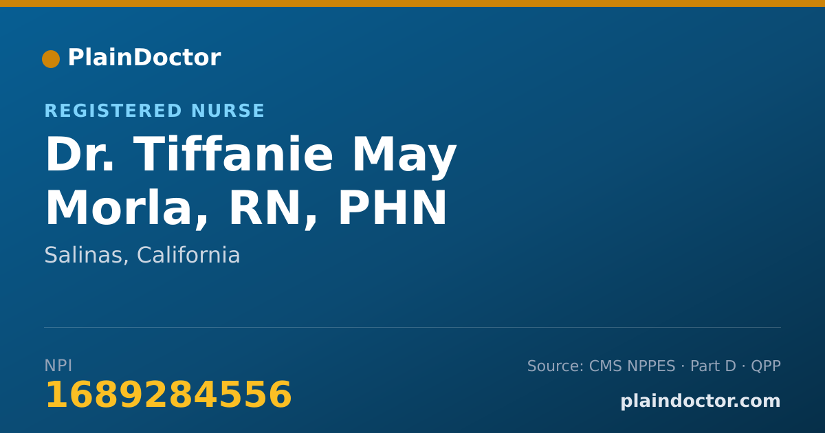 Shareable card for Tiffanie May Morla, RN, PHN - Registered Nurse, Salinas, CA
