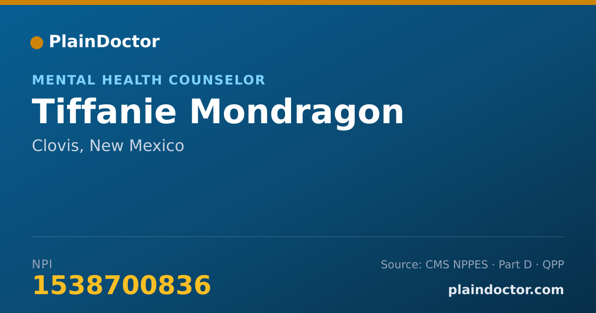 Shareable card for Tiffanie Mondragon - Mental Health Counselor, Clovis, NM