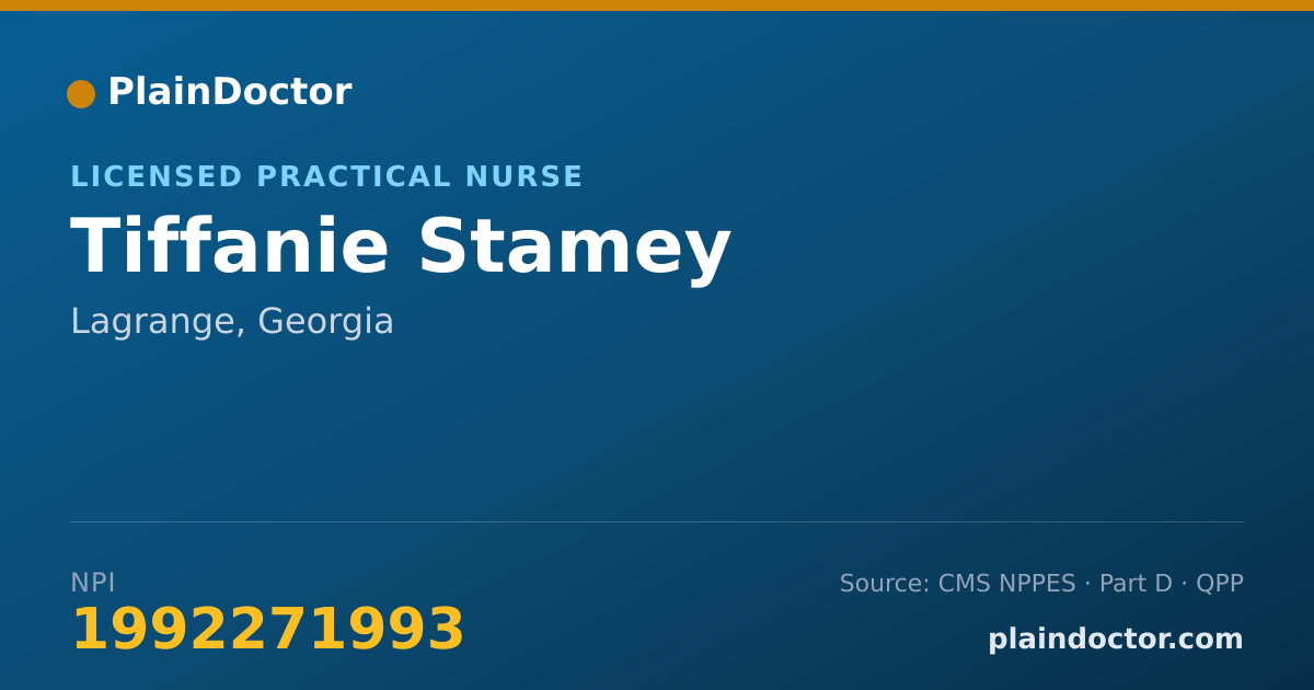 Shareable card for Tiffanie Stamey - Licensed Practical Nurse, Lagrange, GA