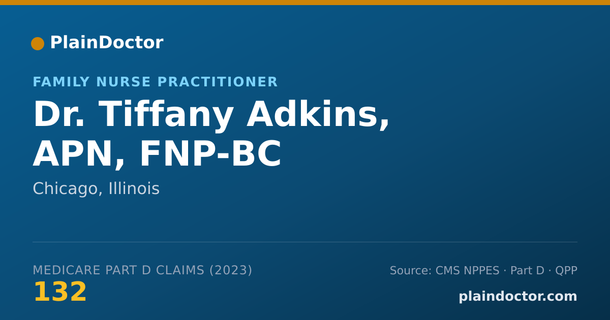 Shareable card for Tiffany Adkins, APN, FNP-BC - Family Nurse Practitioner, Chicago, IL