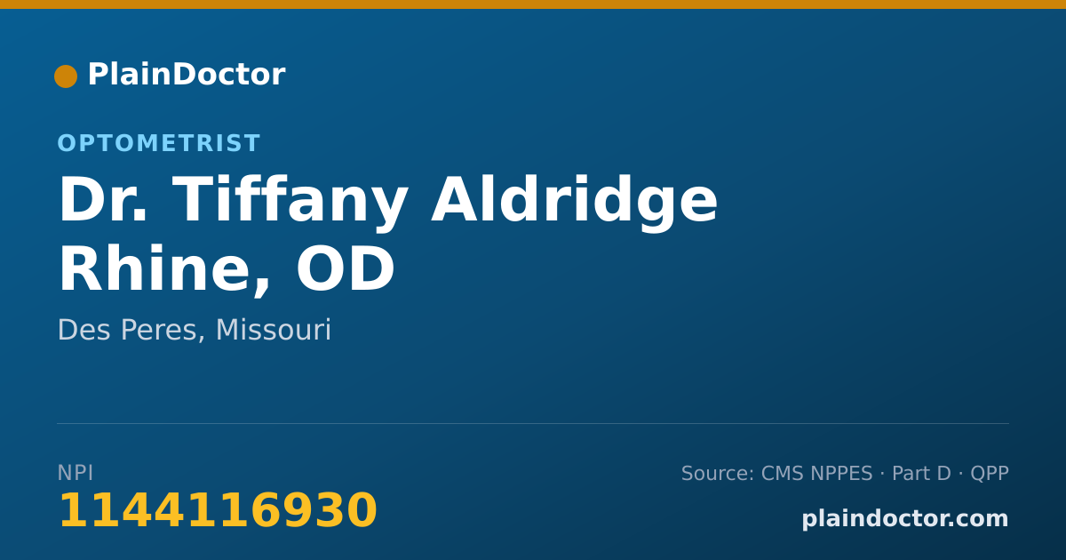 Shareable card for Tiffany Aldridge Rhine, OD - Optometrist, Des Peres, MO