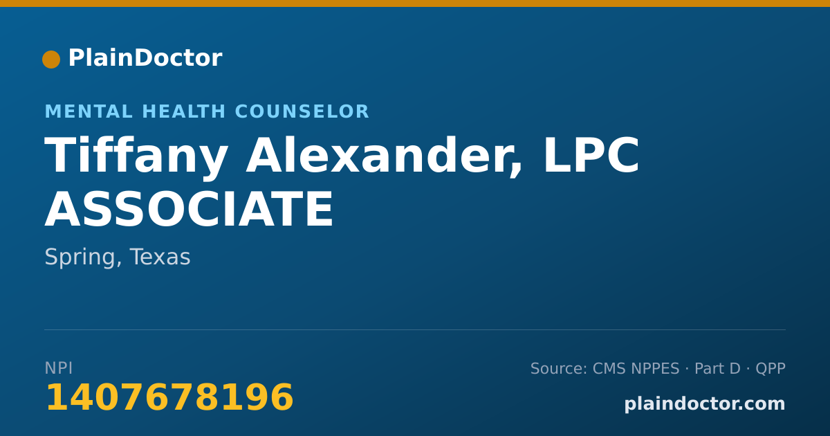 Shareable card for Tiffany Alexander, LPC ASSOCIATE - Mental Health Counselor, Spring, TX