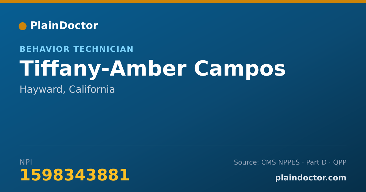 Shareable card for Tiffany-Amber Campos - Behavior Technician, Hayward, CA