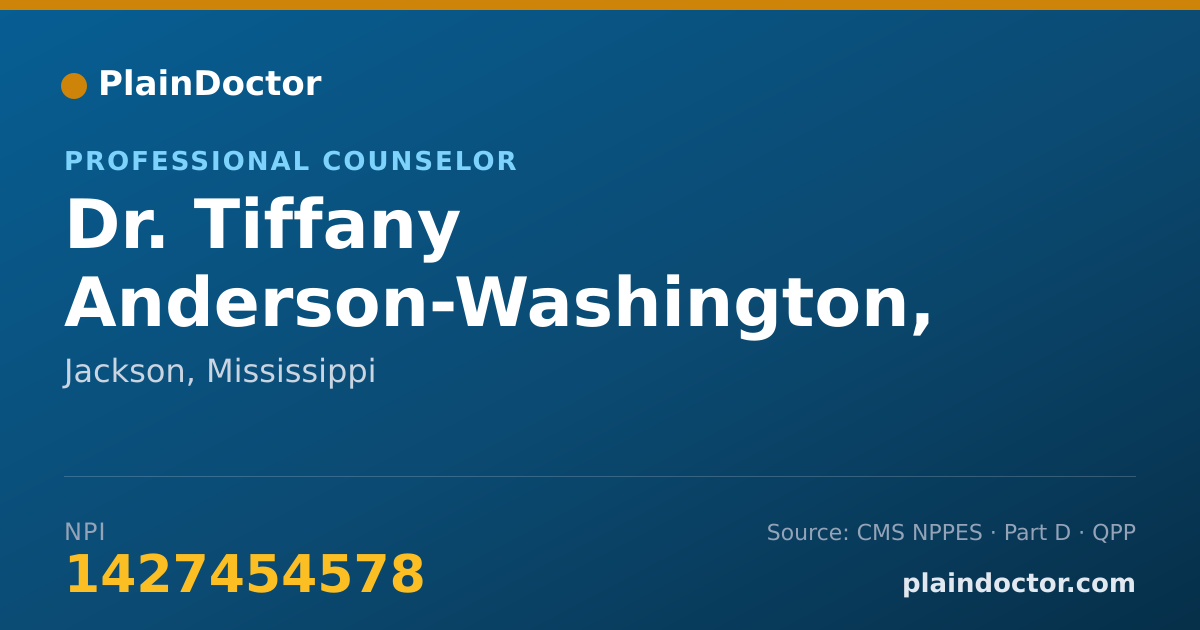 Shareable card for Tiffany Anderson-Washington, LPC, DPC - Professional Counselor, Jackson, MS