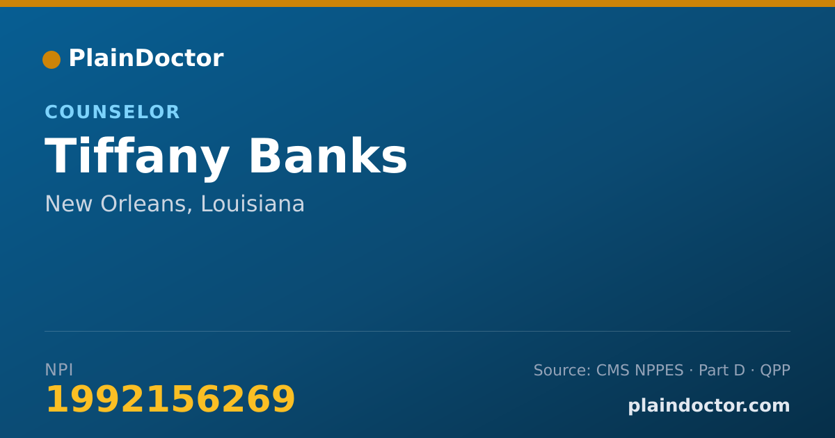 Shareable card for Tiffany Banks - Counselor, New Orleans, LA