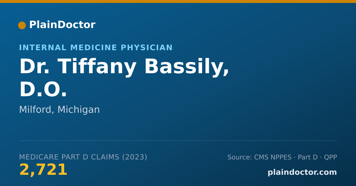 Shareable card for Tiffany Bassily, D.O. - Internal Medicine Physician, Milford, MI