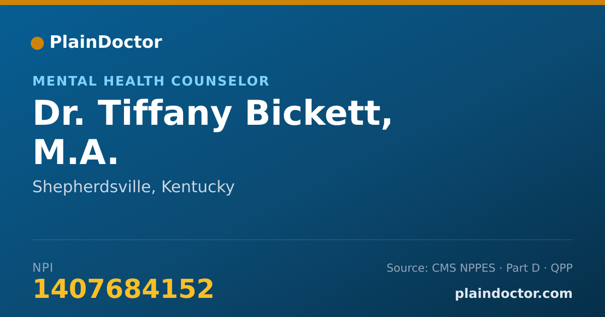Shareable card for Tiffany Bickett, M.A. - Mental Health Counselor, Shepherdsville, KY