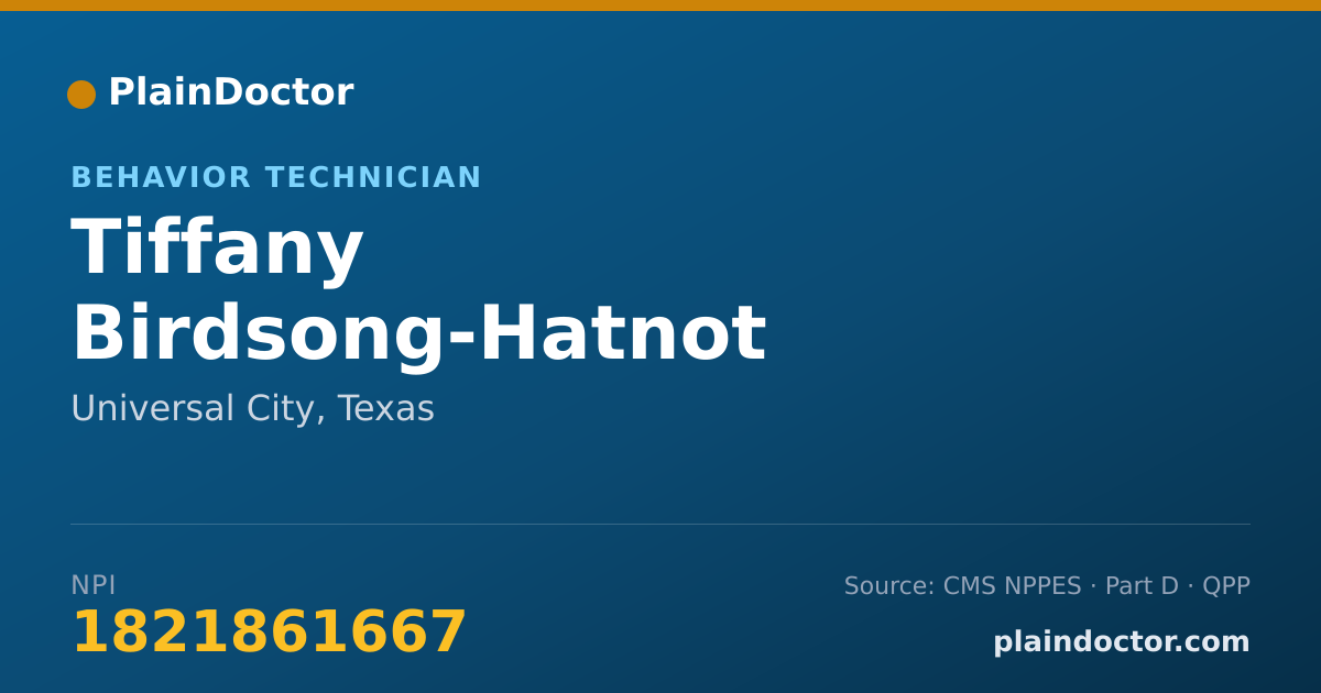 Shareable card for Tiffany Birdsong-Hatnot - Behavior Technician, Universal City, TX