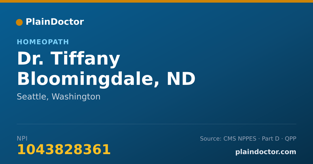 Shareable card for Tiffany Bloomingdale, ND - Homeopath, Seattle, WA