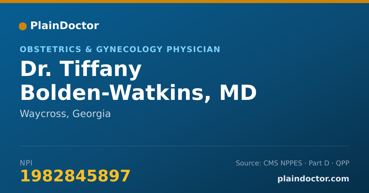 Shareable card for Tiffany Bolden-Watkins, MD - Obstetrics & Gynecology Physician, Waycross, GA