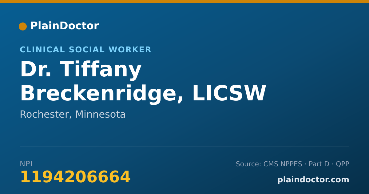 Shareable card for Tiffany Breckenridge, LICSW - Clinical Social Worker, Rochester, MN