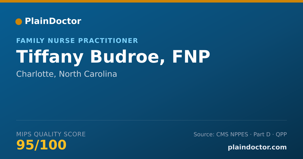 Shareable card for Tiffany Budroe, FNP - Nurse Practitioner, Charlotte, NC