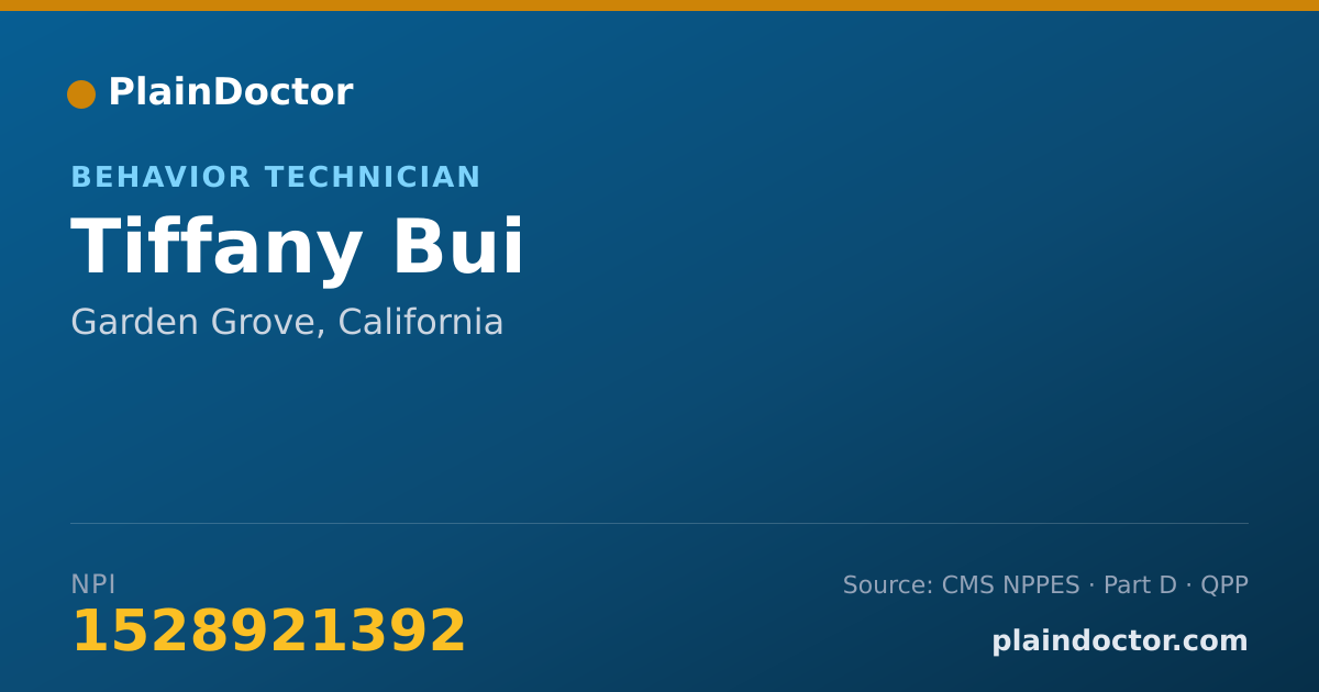 Shareable card for Tiffany Bui - Behavior Technician, Garden Grove, CA
