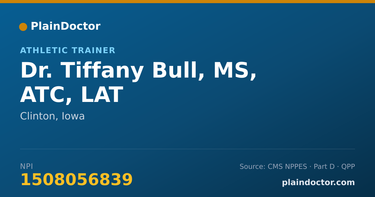 Shareable card for Tiffany Bull, MS, ATC, LAT - Athletic Trainer, Clinton, IA