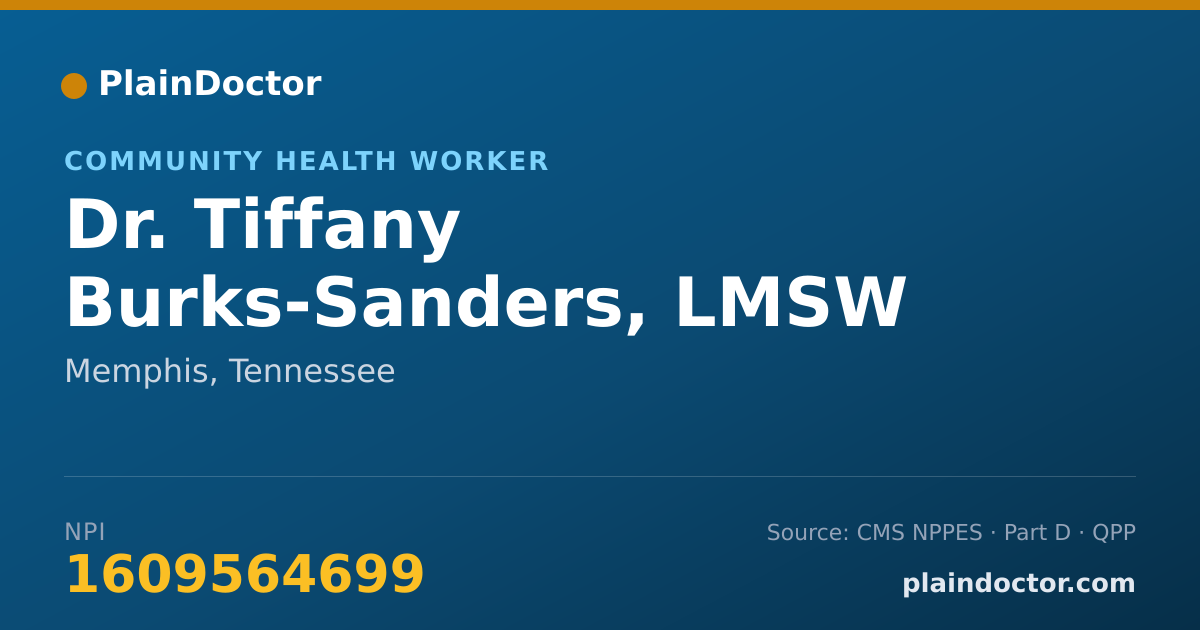Shareable card for Tiffany Burks-Sanders, LMSW - Community Health Worker, Memphis, TN