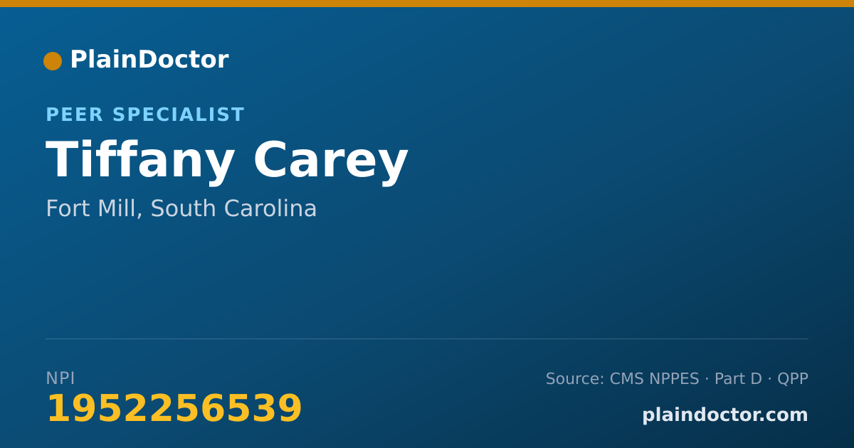 Shareable card for Tiffany Carey - Peer Specialist, Fort Mill, SC