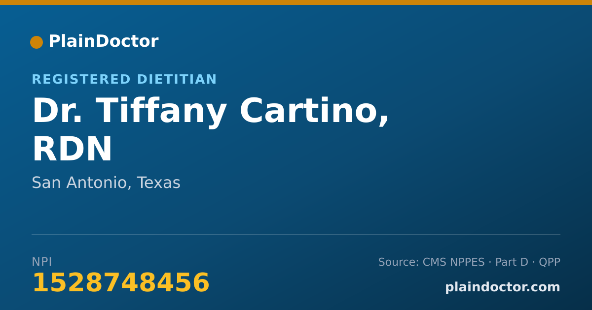 Shareable card for Tiffany Cartino, RDN - Registered Dietitian, San Antonio, TX