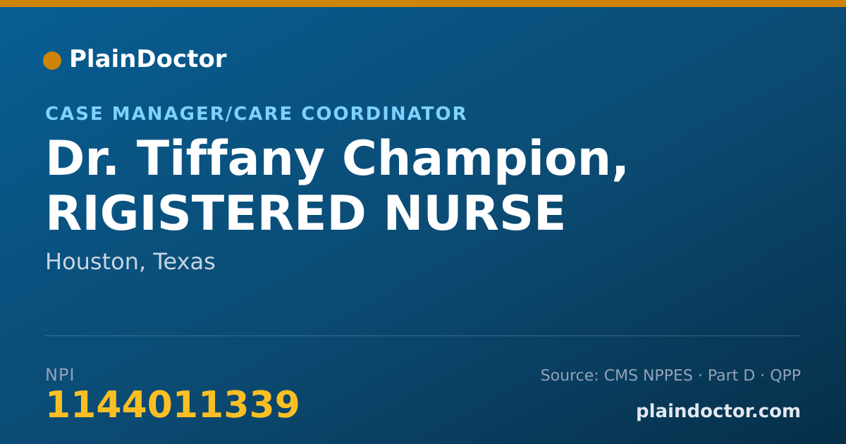 Shareable card for Tiffany Champion, RIGISTERED NURSE - Case Manager/Care Coordinator, Houston, TX