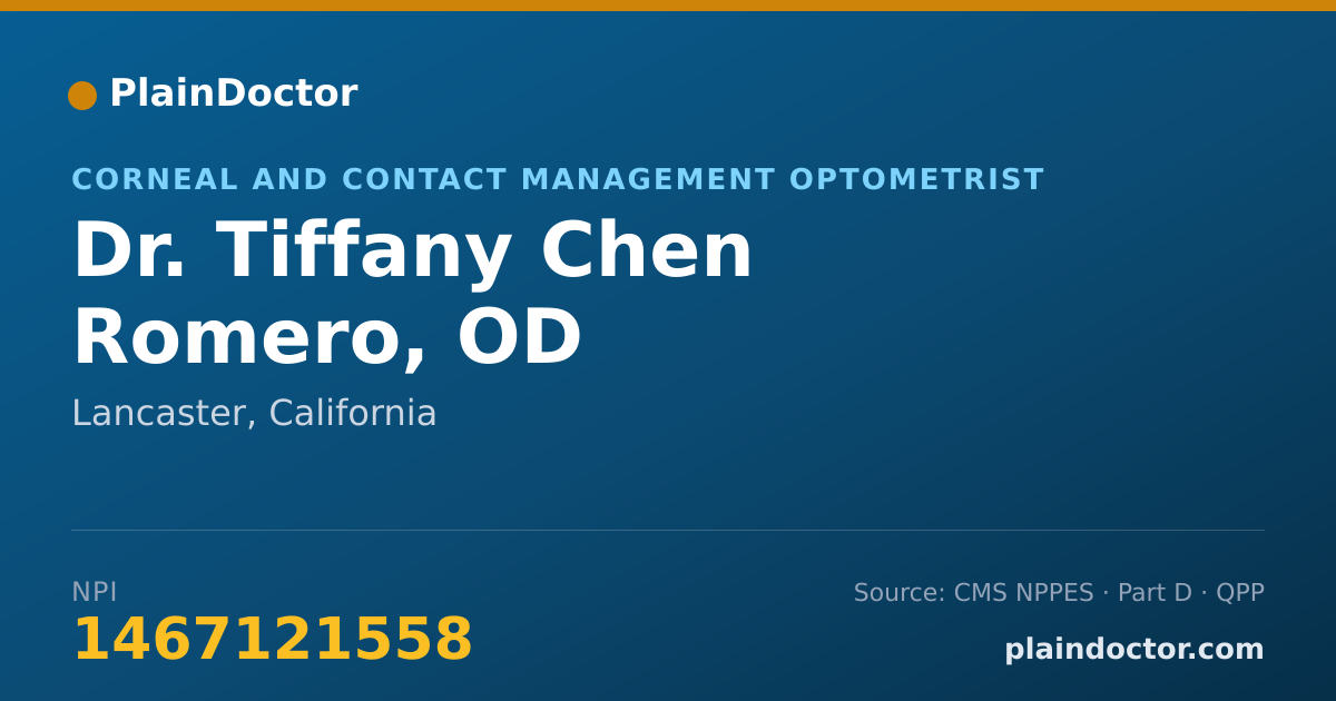 Shareable card for Tiffany Chen Romero, OD - Corneal and Contact Management Optometrist, Lancaster, CA