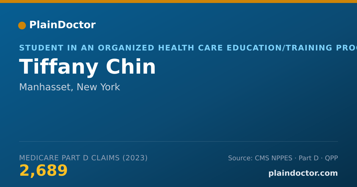 Shareable card for Tiffany Chin - Student in an Organized Health Care Education/Training Program, Manhasset, NY