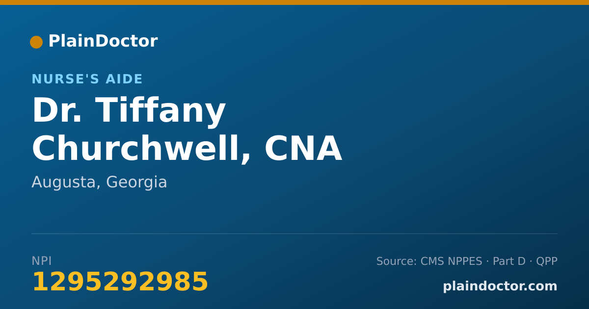 Shareable card for Tiffany Churchwell, CNA - Nurse's Aide, Augusta, GA