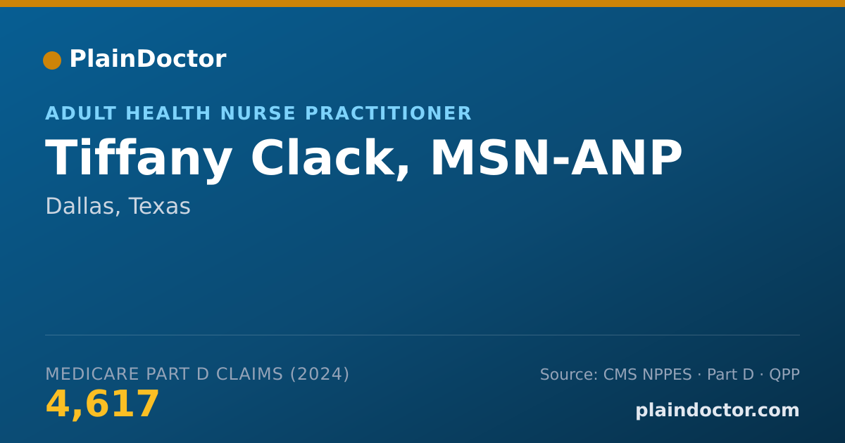 Shareable card for Tiffany Clack, MSN-ANP - Adult Health Nurse Practitioner, Dallas, TX