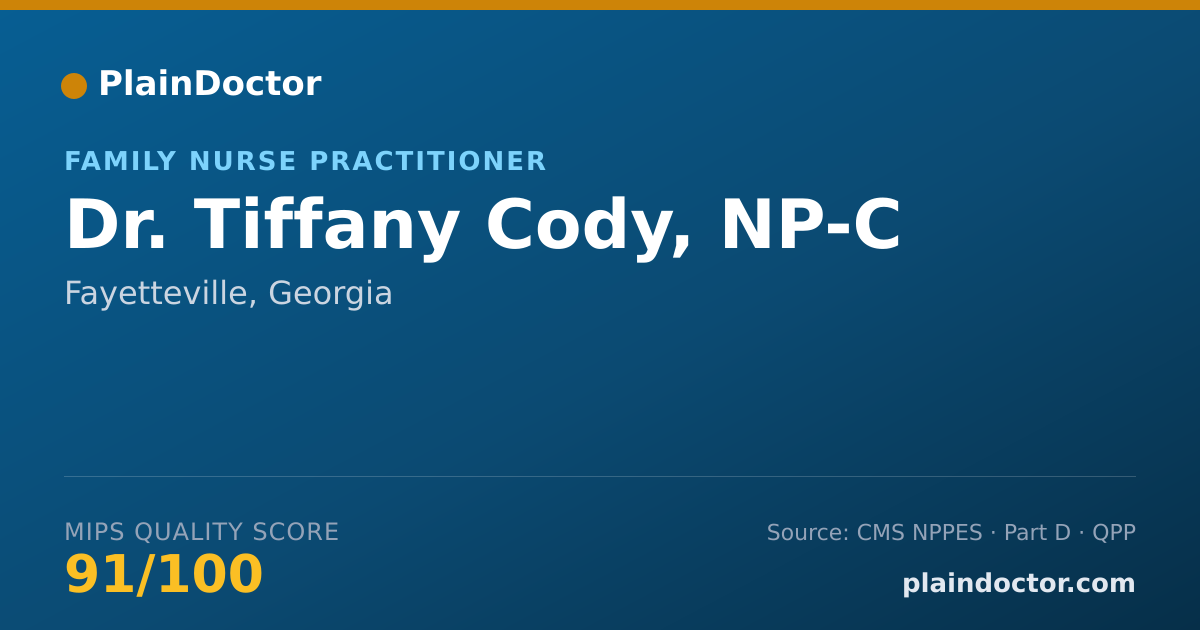 Shareable card for Tiffany Cody, NP-C - Family Nurse Practitioner, Fayetteville, GA
