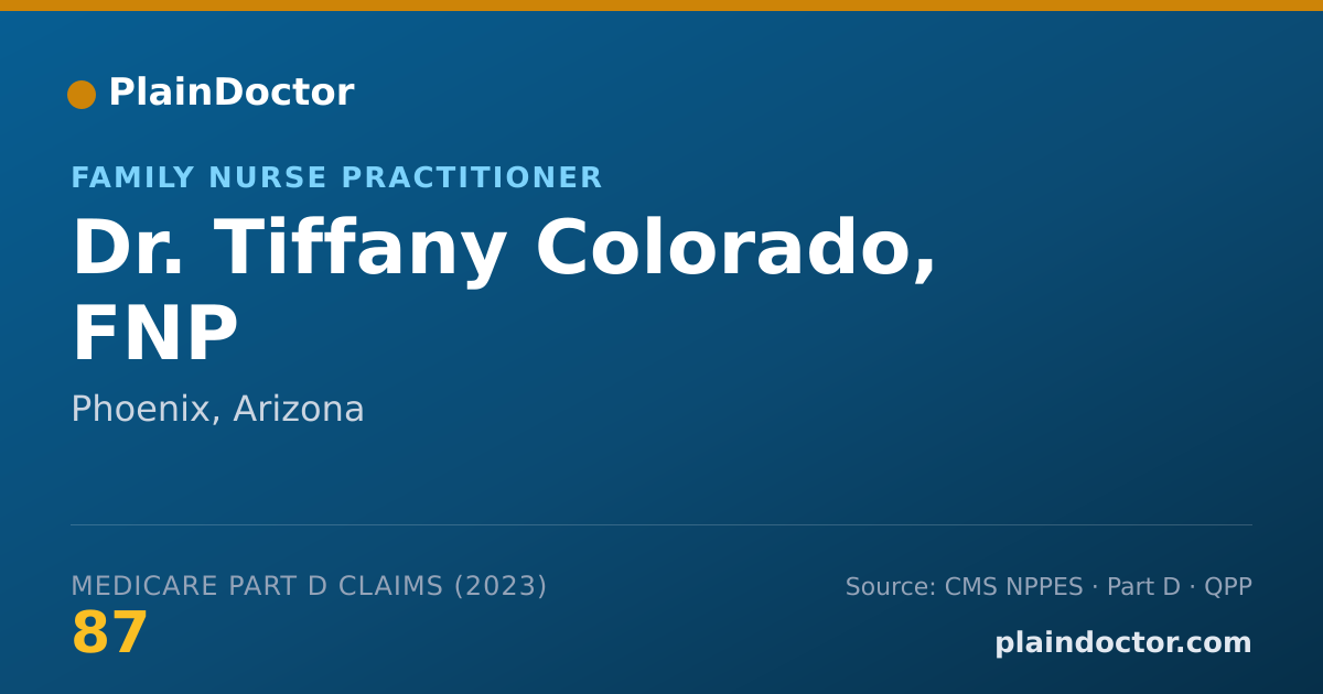 Shareable card for Tiffany Colorado, FNP - Family Nurse Practitioner, Phoenix, AZ